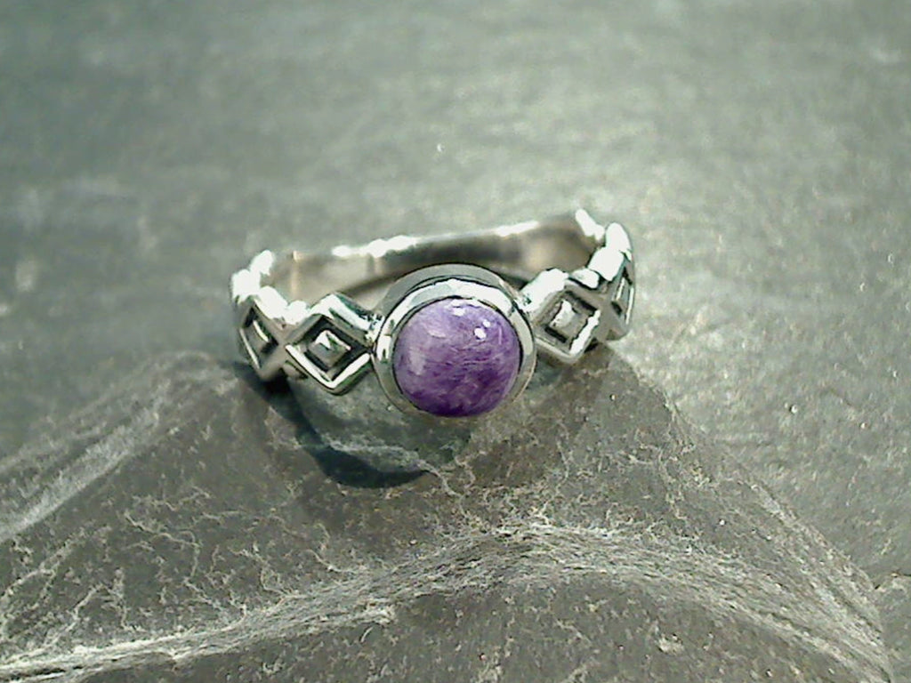 Charoite Ring 10 - Large Charoite Sterling Silver Ring size 10 - Siberian 2024 Charoite - Unisex Charoite Ring - Sterling Silver Charoite Ring 10