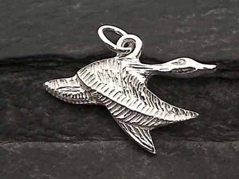 Flying Duck Charm, Sterling Silver