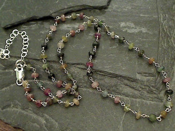 14" - 16" Tourmaline, Sterling Silver Necklace