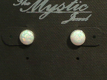 Lab Created Opal, Sterling Silver 6mm Stud Earrings