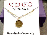 16" - 18" Gold Plated Sterling Scorpio Zodiac Necklace