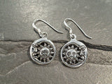 Sterling Silver Sun And Moon Earrings