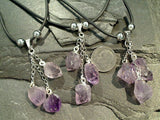 Amethyst Crystal Points Necklace - Silver Plated