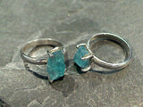 Size 9 Rough Cut Apatite, Sterling Silver Ring