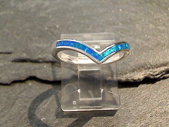 Size 8.75 Lab Created Opal, Sterling Silver Ring
