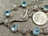 7" - 7.5" Blue Topaz, Sterling Silver Bracelet