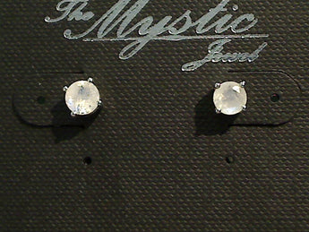 Moonstone, Sterling Silver 5MM Stud Earrings