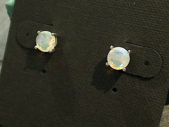 Ethiopian Opal, Sterling Silver 6mm Stud Earrings