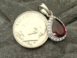 Garnet, CZ, Sterling Silver Small Pendant