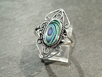 Size 8.25 Abalone, Sterling Silver Ring