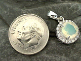 Ethiopian Opal, CZ, Sterling Silver Small Pendant
