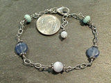6.5" - 7.5" Kyanite, Amazonite, Blue Lace Agate, Sterling Silver Bracelet