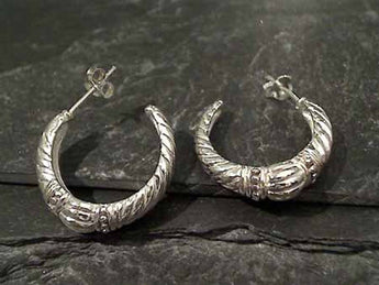 23mm Decorated Sterling Silver Hoops
