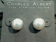 Pearl, .950 Fine Sterling Post Earrings