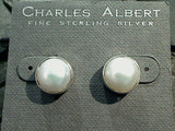 Pearl, .950 Fine Sterling Post Earrings