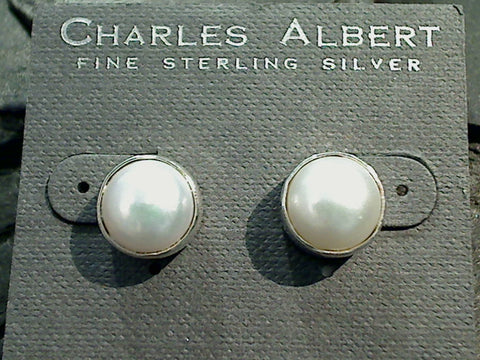 Pearl, .950 Fine Sterling Post Earrings