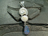 Opal Doublet, Sea Shell, Sterling Silver Pendant
