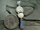 Opal Doublet, Sea Shell, Sterling Silver Pendant