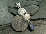 Opal Doublet, Sea Shell, Sterling Silver Pendant
