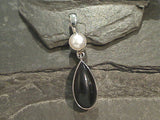 Onyx, Pearl, Sterling Silver Pendant