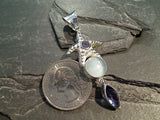 Blue Selenite, Iolite Sterling Silver Pendant