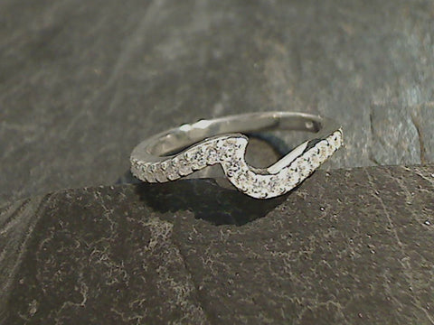 Size 5.75 CZ, Sterling Silver Wave Ring