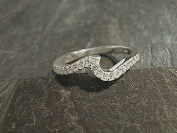 Size 5 CZ, Sterling Silver Wave Ring