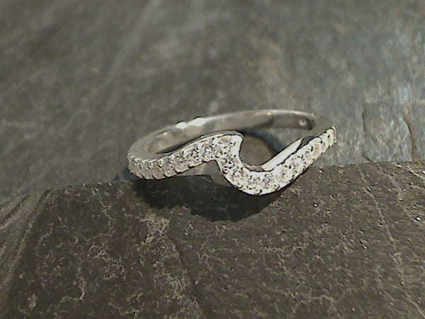 Size 4.75 CZ, Sterling Silver Wave Ring