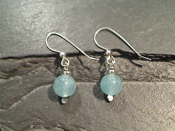 Aquamarine, Sterling Silver Small Earrings