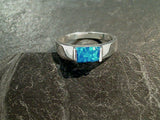 Size 7.5 Lab Created Opal, Sterling Silver Ring