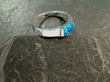 Size 8.5 Lab Created Opal, Sterling Silver Ring