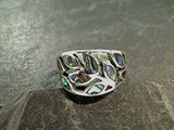Size 8.5 Abalone, Sterling Silver Leaves Ring