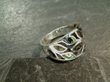 Size 8.5 Abalone, Sterling Silver Leaves Ring