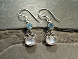 Moonstone, Blue Topaz, Sterling Silver Earrings