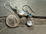 Moonstone, Blue Topaz, Sterling Silver Earrings