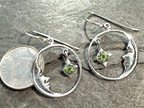 Peridot, Sterling Silver Moon And Star Earrings