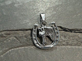 Sterling Silver Horse Head In Horse Shoe Pendant