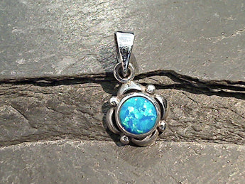 Lab Created Opal, Sterling Silver Small Pendant