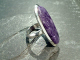 Size 6 Charoite, Sterling Silver Ring