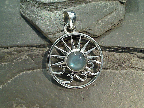 Labradorite, Sterling Silver Sun And Wave Pendant