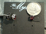 Garnet, Sterling Silver 5mm Round Stud Earrings