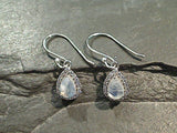 Moonstone, CZ, Sterling Silver Earrings