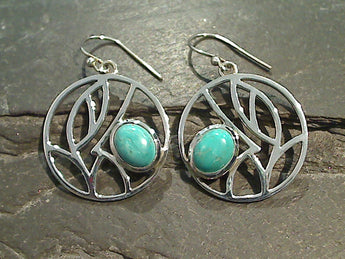 Turquoise, Sterling Silver Large Earrings