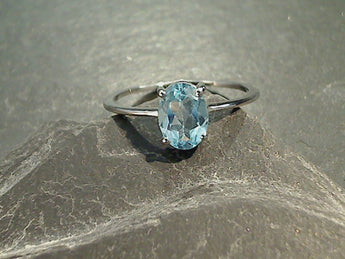 Size 9 Blue Topaz, Sterling Silver Ring