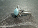 Size 6 Larimar, Sterling Silver Sea Turtle Ring