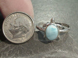 Size 6 Larimar, Sterling Silver Sea Turtle Ring