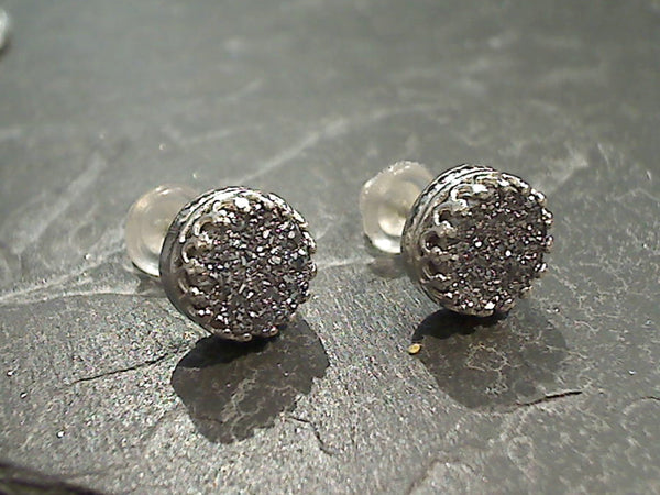 Druzy Quartz, Sterling Silver Post Earrings