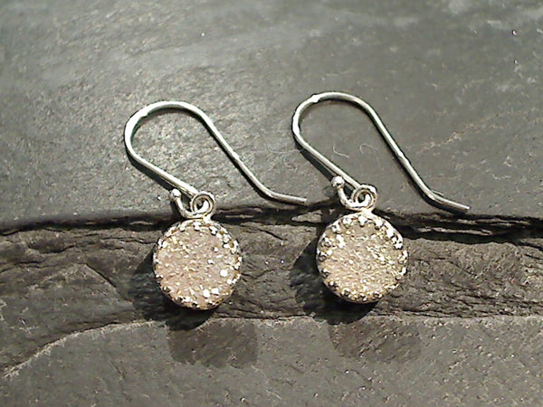 Druzy Quartz, Sterling Silver Earrings