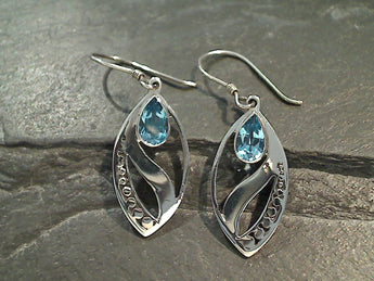 Blue Topaz, Sterling Silver Earrings