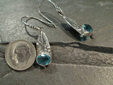 Blue Topaz, Sterling Silver Earrings